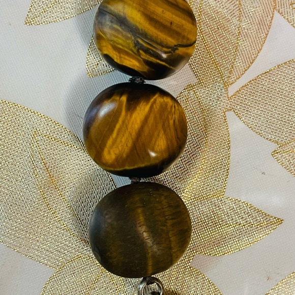 Vintage Kenneth Cole Belt / Necklace -tiger Eyes Gemstones - Adjustable - Picture 2 of 8